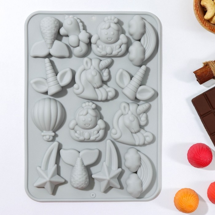 Форма для шоколада Доляна &laquo;Волшебство&raquo;, силикон, 23&times;16,5&times;2 см, 14 ячеек, цвет МИКС