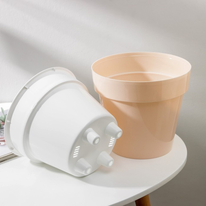 Кашпо для цветов со вставкой &laquo;Порто&raquo;, 3,5 л, цвет жемчужный