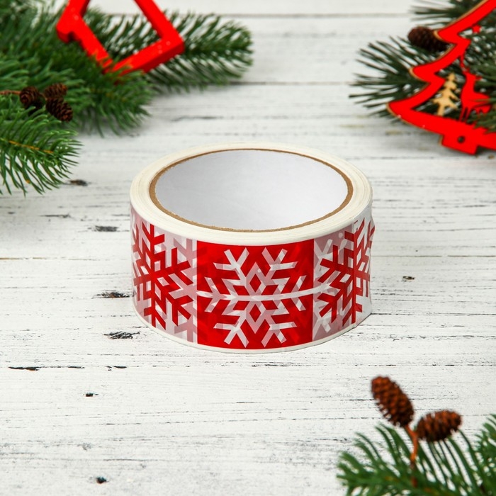 Скотч новогодний с логотипом Скотч новогодний с логотипом "Снежинки" 48*45м 45мкм