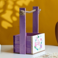 Кашпо деревянное, 15&times;12&times;8.5(25) см "Пауль и Любовь. Love в цветочках", с принтом