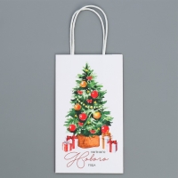 Пакет подарочный новогодний крафтовый &laquo;Уют в доме&raquo;, 12 х 21 х 9 см, Новый год