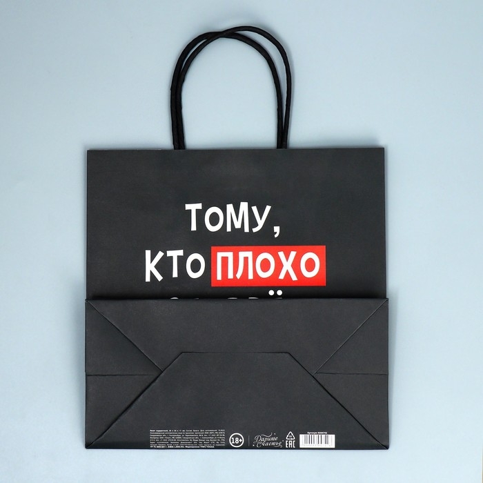 Пакет подарочный крафтовый, упаковка, &laquo;Плохо&raquo;, 22 х 22 х 11 см