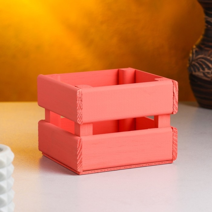 Кашпо деревянное 12&times;11&times;9 см "Однушка Лайт", двухреечное, розовый светлый Дарим Красиво