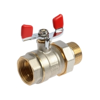 Кран шаровой STT, 1", с американкой, никелированная латунь Кран шаровой STT, 1", с американкой, никелированная латунь