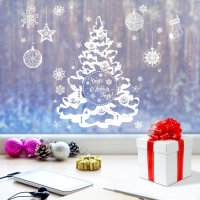 Наклейки новогодние на окна &laquo;Зимняя ёлочка&raquo; , многоразовые, 33 х 50 см, Новый год