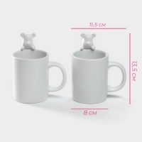 Набор кружек керамических Доляна &laquo;Мишка Отто&raquo;, 290 мл, 11,5&times;8&times;13,5 см, 2 шт, цвет белый