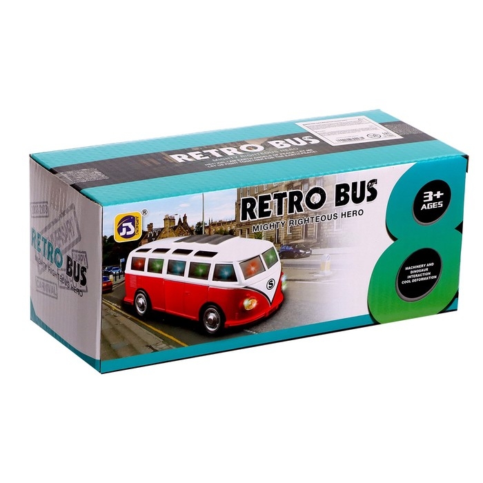 Робот &laquo;Ретро автобус&raquo;, световые и звуковые эффекты, трансформируется