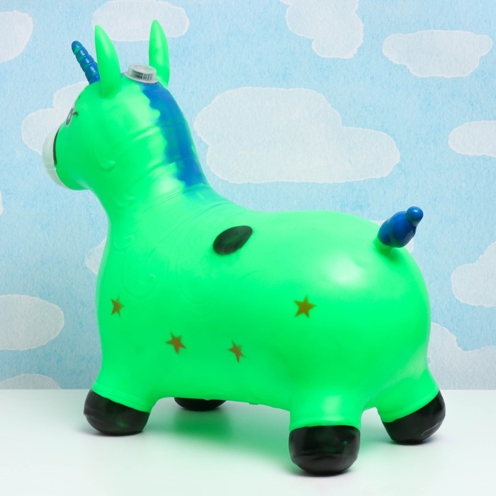 Игрушка - прыгун детская Игрушка - прыгун детская "Музыкальный Единорог" резиновая надувная, 50х30см, зеленый
