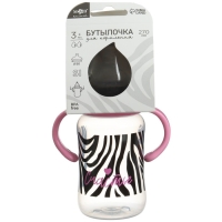 Бутылочка для кормления, широкое горло, средний поток от 3 мес., 270 мл., «Зебра», M&B Бутылочка для кормления, широкое горло, средний поток от 3 мес., 270 мл., «Зебра», M&B