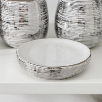 Набор аксессуаров для ванной комнаты &laquo;Нити&raquo;, 4 предмета (мыльница, дозатор 400 мл, 2 стакана), цвет серебряный