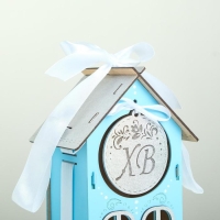 Коробка деревянная, 13.5&times;11.5&times;21 см "ХВ", подарочная упаковка, голубой