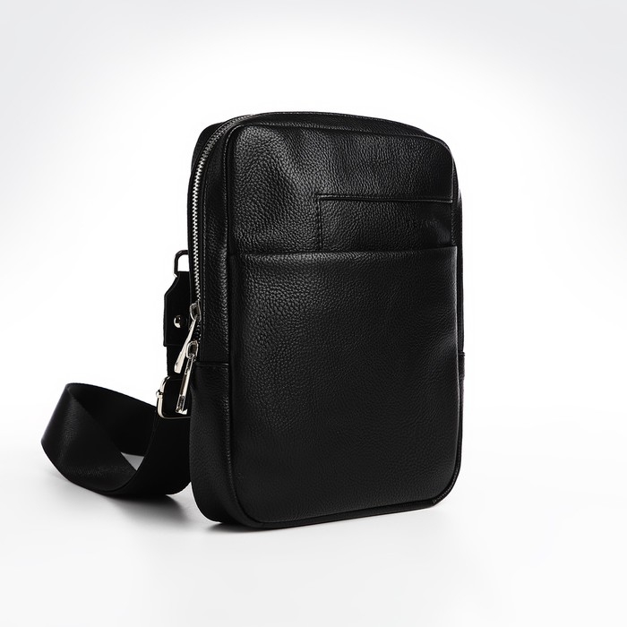 Сумка мужская через плечо TEXTURA, искусственная кожа, цвет чёрный