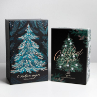 Набор подарочных коробок 3 в 1 &laquo;Ёлочки&raquo;, 26 х 17 х 10‒32.5 х 20 х 12.5 см, Новый год