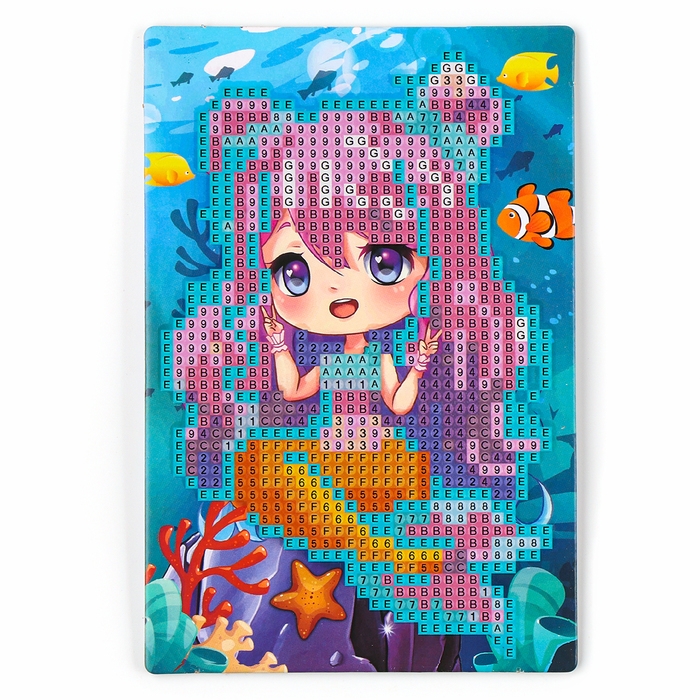 Алмазная мозаика для детей со светящимися стразами &laquo;Милая русалка&raquo;, 10 х 15 см, набор для творчества