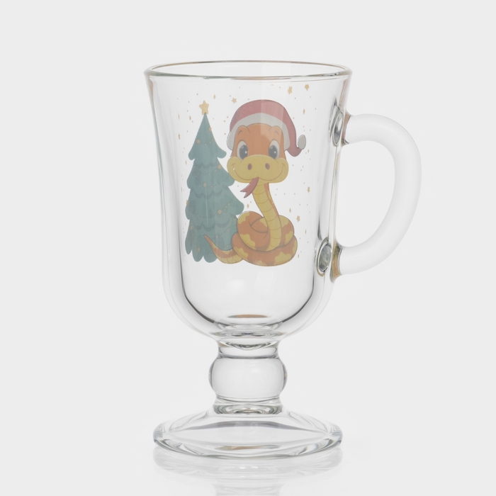 Кружка стеклянная для глинтвейна &laquo;Новогодние змейки&raquo;, 200 мл, МИКС