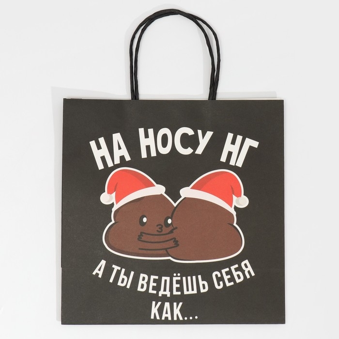 Пакет подарочный новогодний &laquo;На носу НГ&raquo;, 22 х 22 х 11 см, Новый год