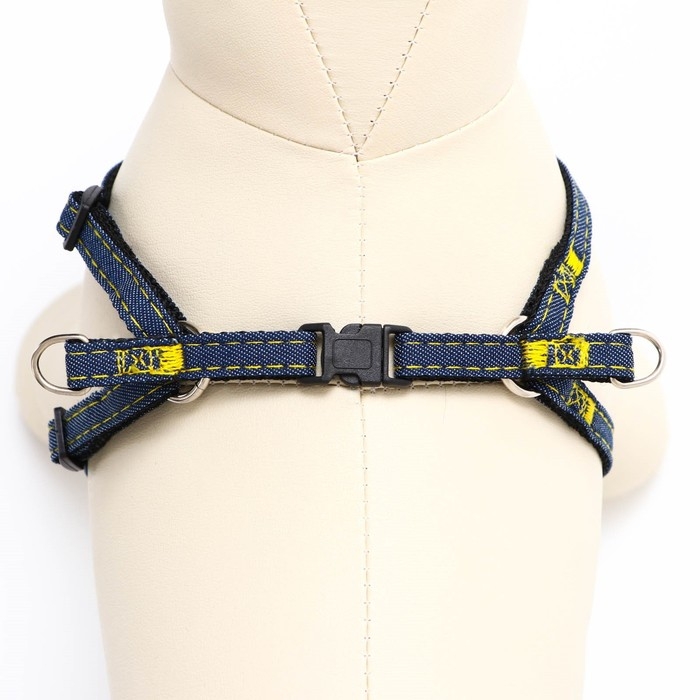 Шлейка "Джинс", чёрный подклад, ширина 1 см, ОШ 25-40 см, ОГ 25-40 см