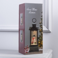 Светодиодная фигура &laquo;Фонарь со снеговиком&raquo; 10 &times; 30 &times; 10 см, пластик, батарейки ААх3 (не в комплекте), USB, свечение тёплое белое