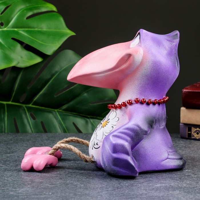 Копилка "Ворона - Красота требует средств" фиолетовая, 20см