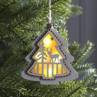 Ёлочная игрушка &laquo;Ёлочка с оленем&raquo;, от батареек, свечение тёплое белое