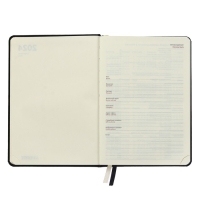 Ежедневник датированный 2024 A5 176 листов, deVENTE.Emblem, твёрдая обложка из искусственной кожи, ляссе, кремовый блок 70 г/м2, чёрный