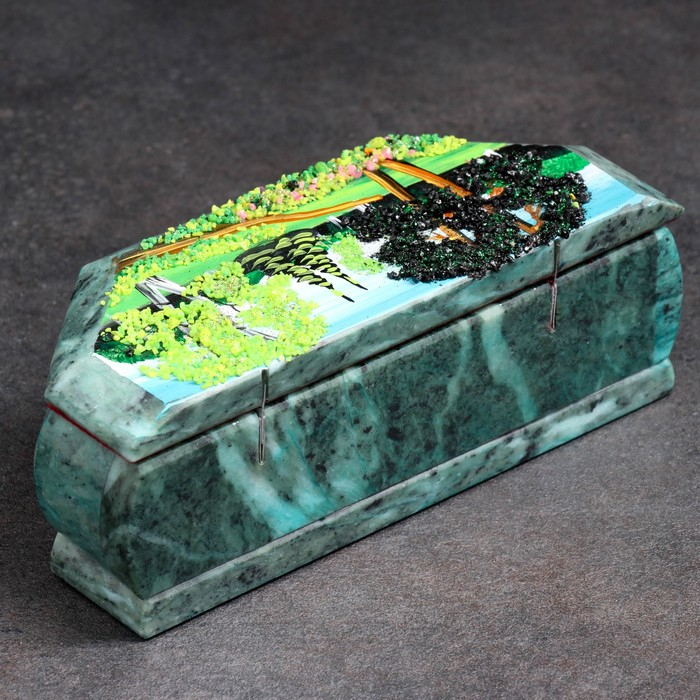 Ларец "Лето", 17х7х6, каменная крошка, змеевик