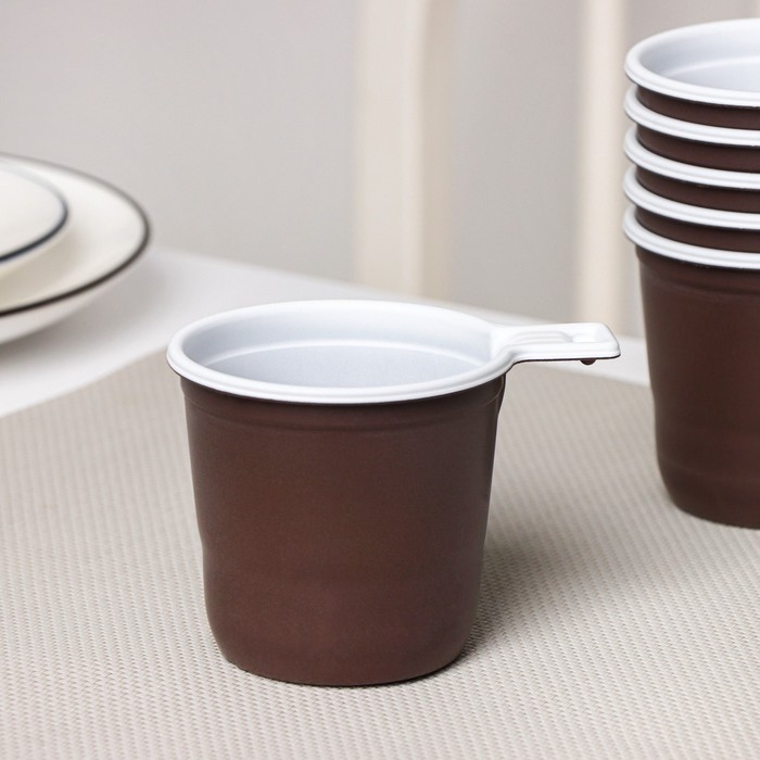 Чашки кофейные пластиковые одноразовые Не ЗАБЫЛИ! «Взбодрись», 200 мл, в наборе 6 шт, цвет коричневый с белым, чёрный Чашки кофейные пластиковые одноразовые Не ЗАБЫЛИ! «Взбодрись», 200 мл, в наборе 6 шт, цвет коричневый с белым, чёрный