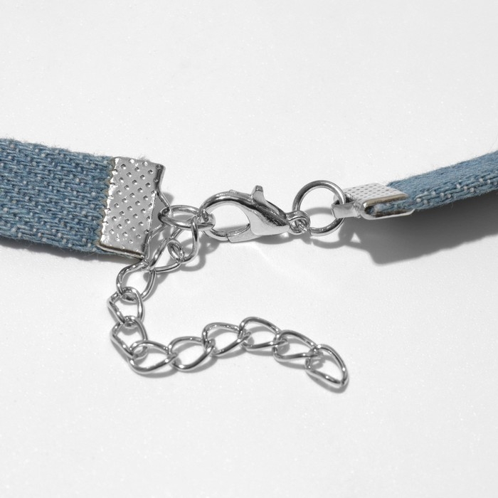 Чокер &laquo;Джинс&raquo; цветок с каплей, цвет синий, 36 см