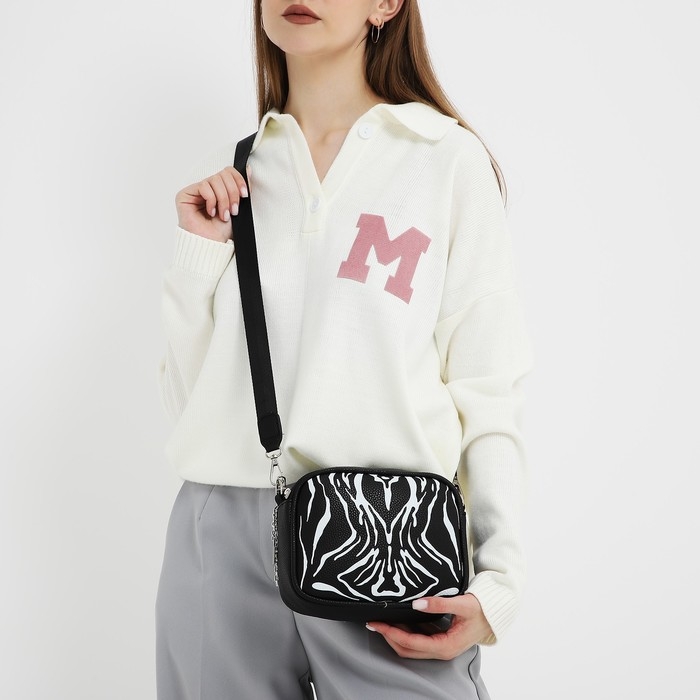 Сумка женская из искусственной кожи &laquo;Зебра&raquo;, 19х14х6 см.