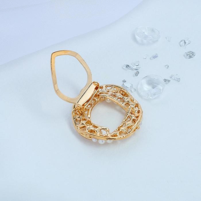 Зажим для платка &laquo;Жемчужный круг&raquo;, цвет белый в золоте