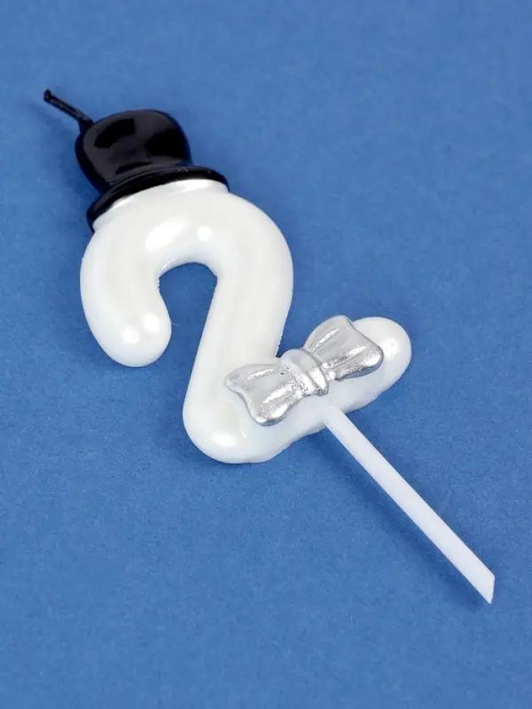 Свеча для торта &laquo;Джентельмен&raquo;, цифра 2, белая