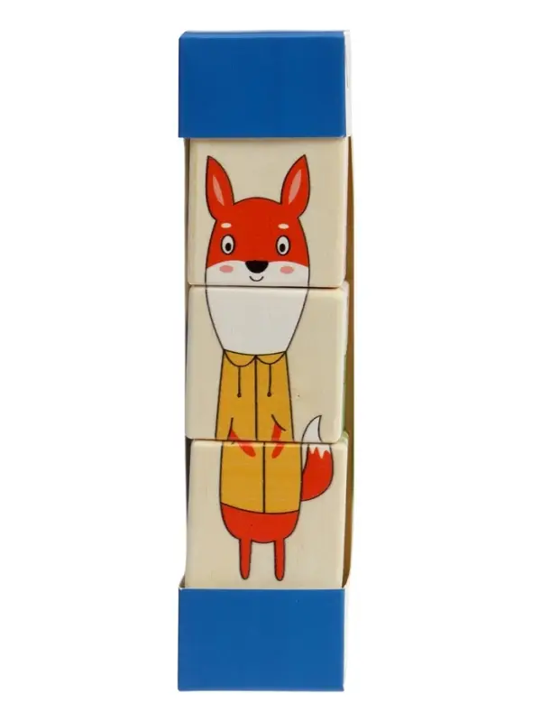 Кубики деревянные на оси  &laquo;Животные&raquo; , 3 кубика