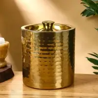 Ведро для льда с крышкой "Золото" нержавеющая сталь 14,5х14,5х18 см