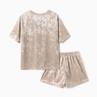 Комплект женский (футболка и шорты) KAFTAN Velvet р. 44-46, бежевый Комплект женский (футболка и шорты) KAFTAN Velvet р. 44-46, бежевый