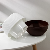 Горшок для цветов с поддоном &laquo;Япония&raquo;, 2 л, белый-коричневый