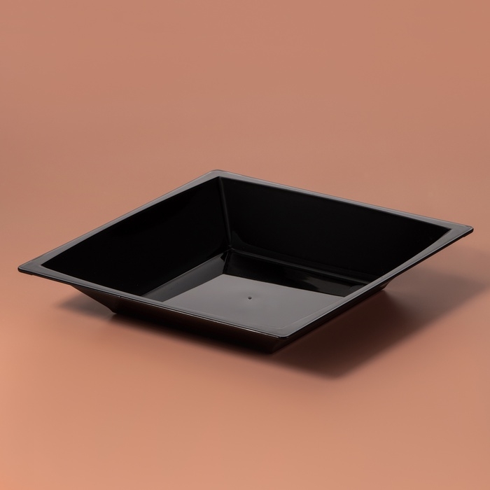 Тарелка пластиковая одноразовая, 17,2&times;17,2 см, квадратная, глубокая, МИКС