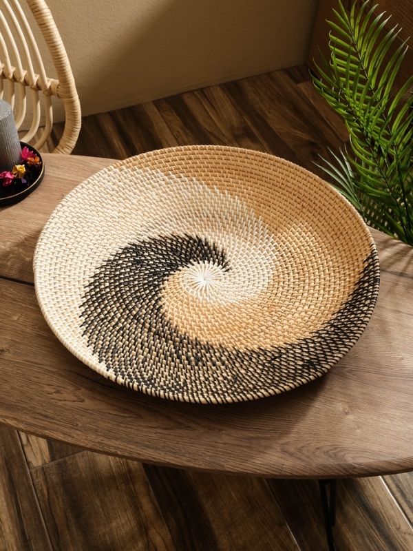 Тарелка декоративная плетеная ротанг "Узор 2", 50х50х5 см