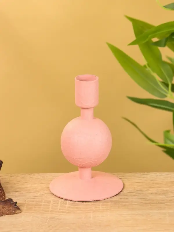 Подсвечник на 1 свечу "Пудровый" с 1 сферой 7,5х7,5х11,5 см