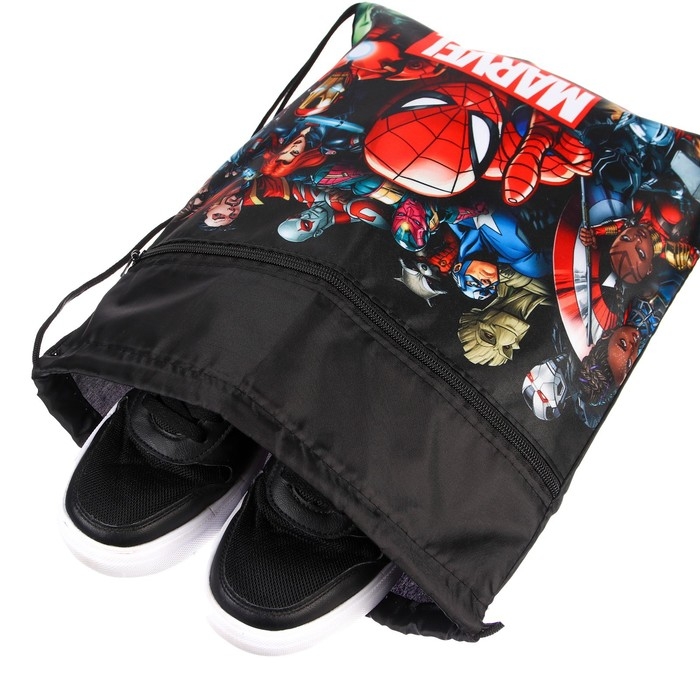 Мешок для обуви с карманом 420*350 мм, Человек-паук
