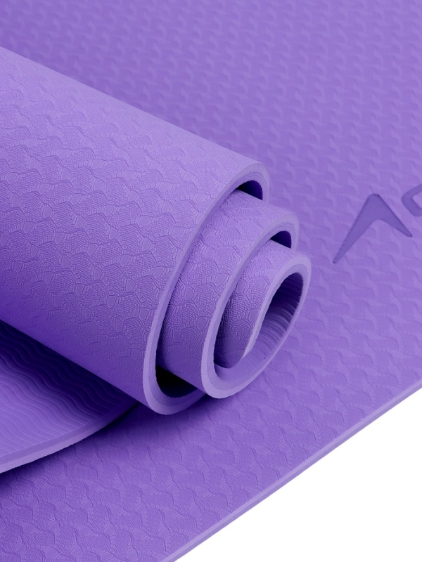 Коврик для фитнеса и йоги ONLYTOP, 183x61x 0,8 см, цвет фиолетовый/темно-фиолетовый