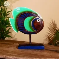 Сувенир "Рыба синяя" дерево на подставке 25х7х33 см