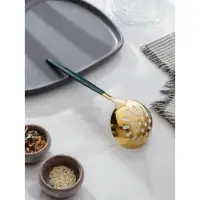 Шумовка из нержавеющей стали Magistro &laquo;Грэйс&raquo;, h=24,5 см, цвет ручки зелёный, цвет головы золотой