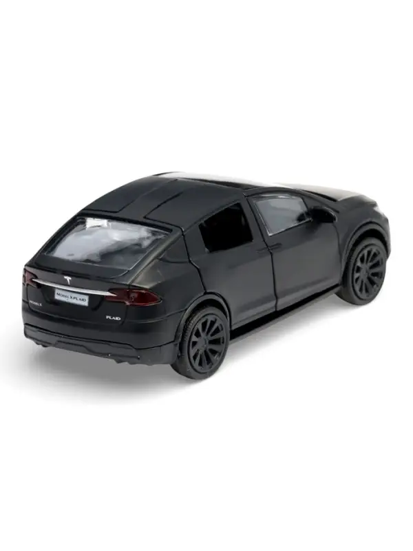 Машина металл. "Tesla Model X Plaid", 12 см, свет-звук, двери, инерц., черный мат. MODELX-12SLMAT-BK