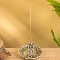 Подставка под благовония "Будда в позе лотоса" алюминий 11х11х7 см