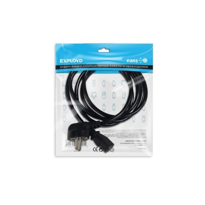 Кабель питания Exployd EX-K-1461, IEC - C13, 6 А, 3 м, черный