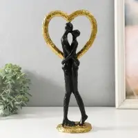 Фигурка полистоун &laquo;Абстракция. Поцелуй у сердца&raquo;, золото с чёрным, 14.5&times;9&times;32 см