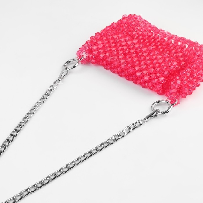 Цепочка для сумки, плоская, с карабинами, алюминиевая, 9 &times; 14 мм, 120 см, цвет серебряный