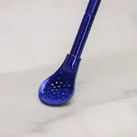 Ложка-бомбилья из нержавеющей стали для матэ, длина 17,5 см, цвет синий