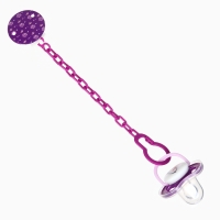 Набор: Соска - пустышка с держателем &laquo;Пингвинчик&raquo;, анатомическая +6 мес, цвет фиолетовый