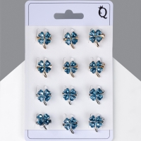 Брошь &laquo;Клевер&raquo; сапфировый, МИКС, (неделимая фасовка 12 шт., цена за шт.)